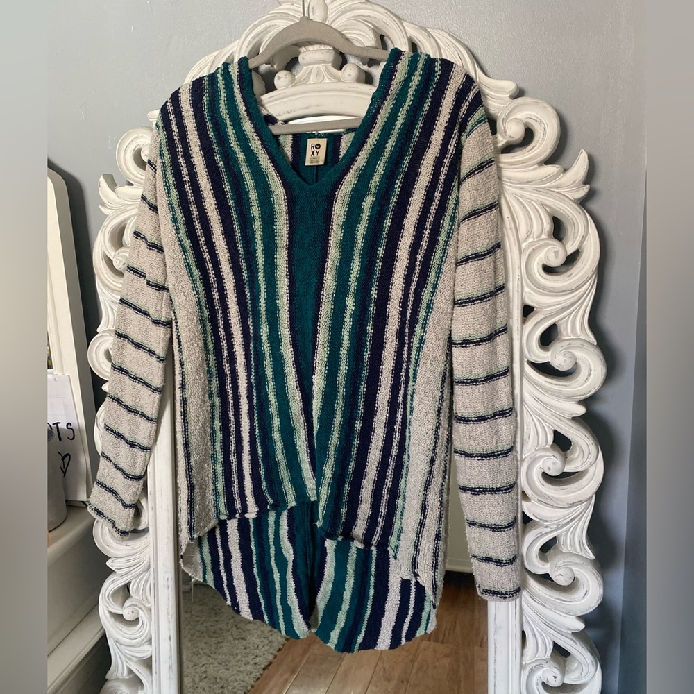 Roxy Cropped Knit Surf Up Sweater - Extra Small - Multicolored Hoodie Pullover